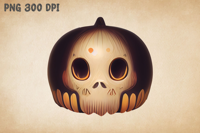 cute-kawaii-skull-pumpkin