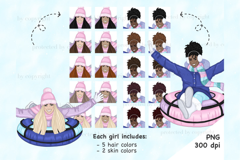 snowy-girls-clipart