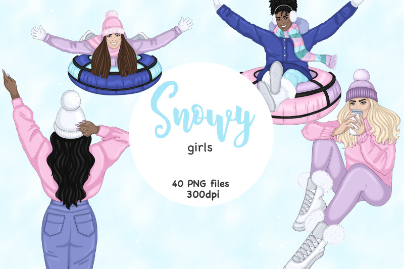 snowy-girls-clipart