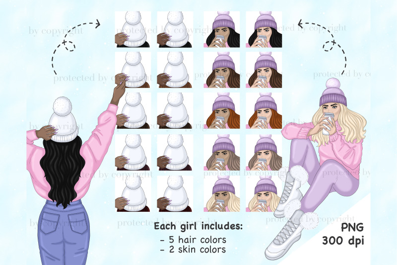 snowy-girls-clipart