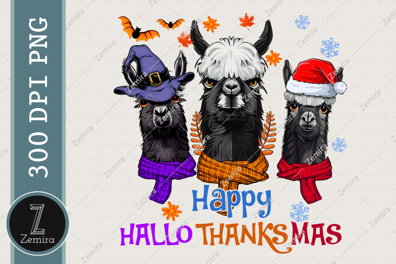 llama-happy-hallothanksmas-halloween