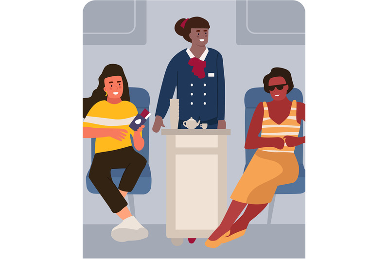 stewardess-and-passenger-on-plane-people-traveling-by-airplane-carto