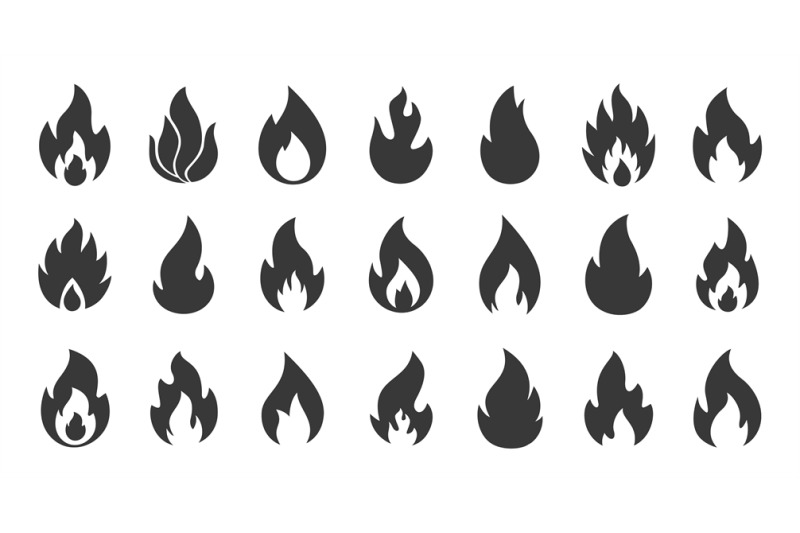 fire-icons-simple-flame-silhouettes-black-contour-warning-signs-col