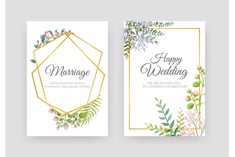 wedding-floral-posters-elegant-invitation-cards-geometric-frames-and