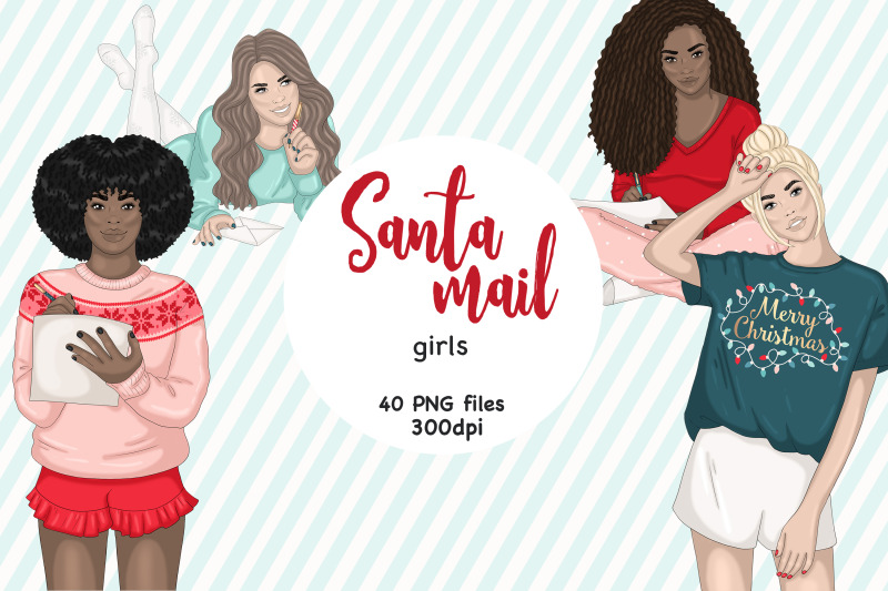 santa-mail-girls-cliparts