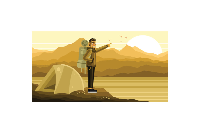 camping-and-watching-the-sunrise-illustration