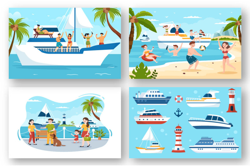 13-yachts-at-ocean-illustration