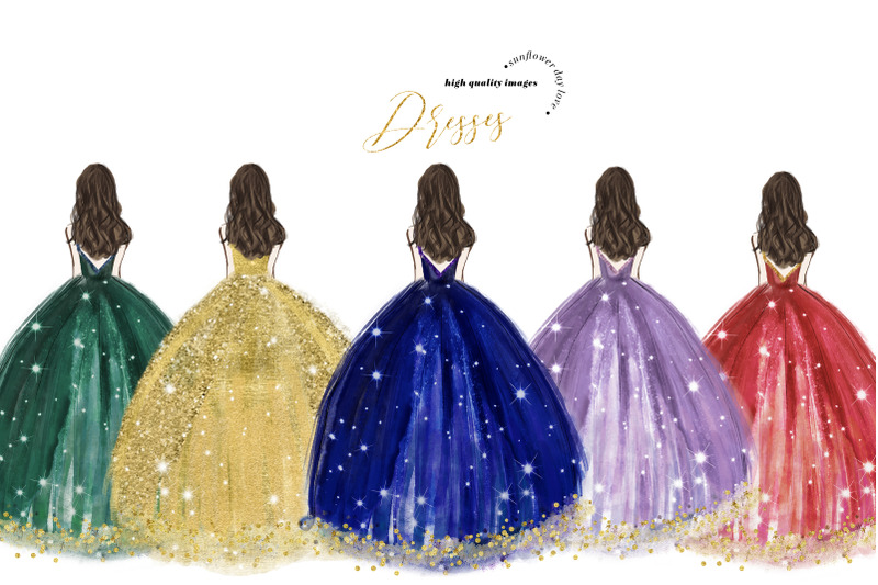 colorful-princess-dresses-bundle-clipart