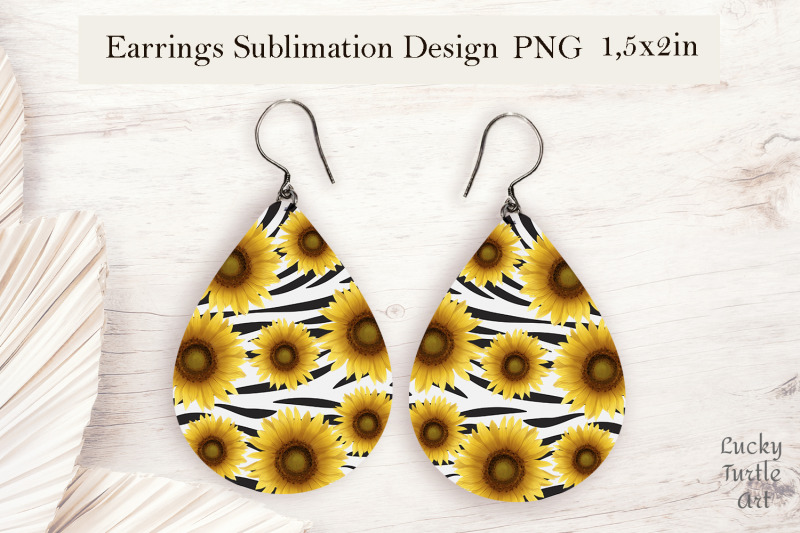 sunflower-zebra-print-background-teardrop-sublimation-earrings-design