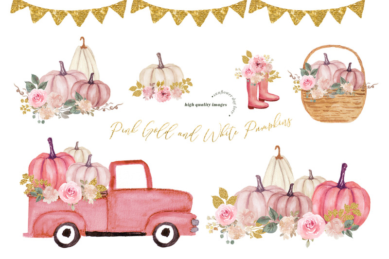 pink-white-autumn-pumpkin-truck-clipart-dusty-pink-flower