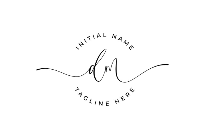 handwritten-logo-premade-logo-dm-initial-letters-monogram