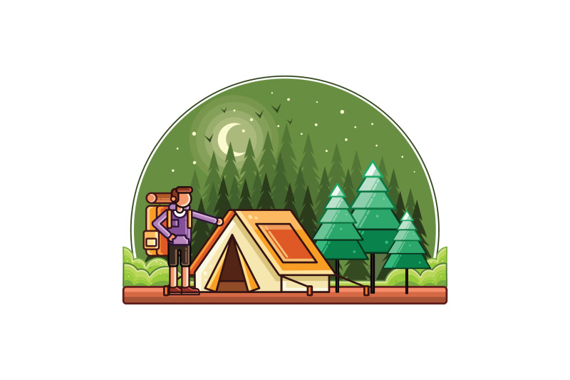 camping-vector-graphics-line-illustration