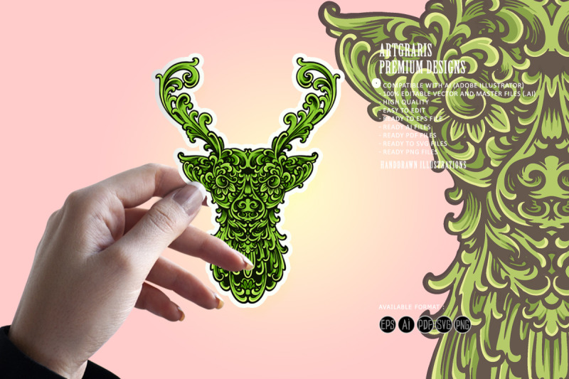 deer-head-luxury-ornament-svg