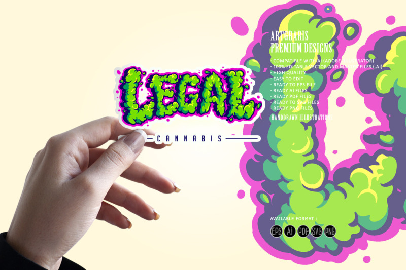 legal-cannabis-smoke-effect-lettering-words-svg