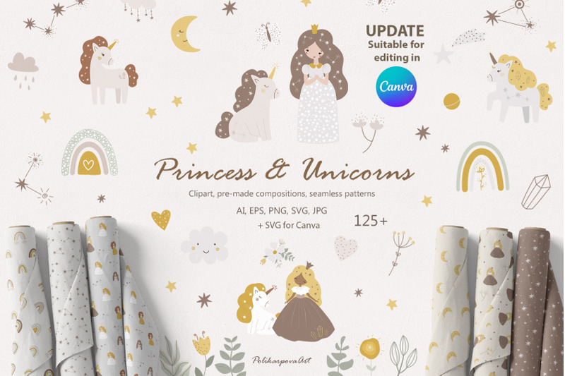 little-princess-amp-unicorn-clipart-amp-pattern