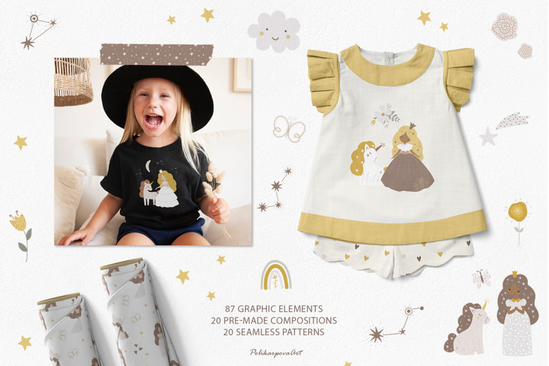 little-princess-amp-unicorn-clipart-amp-pattern