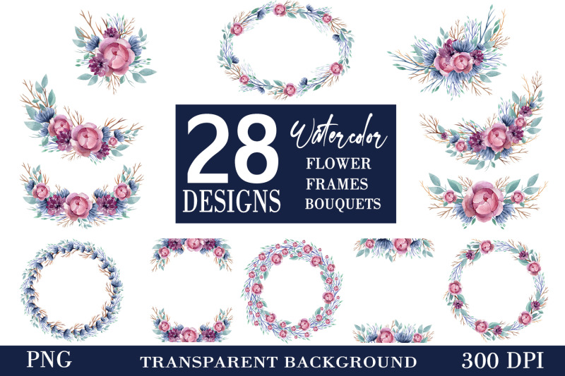 watercolor-floral-frames-set-of-28-designs-png