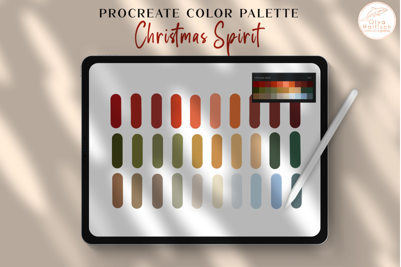 christmas-procreate-color-palette-winter-holidays-color-swatches