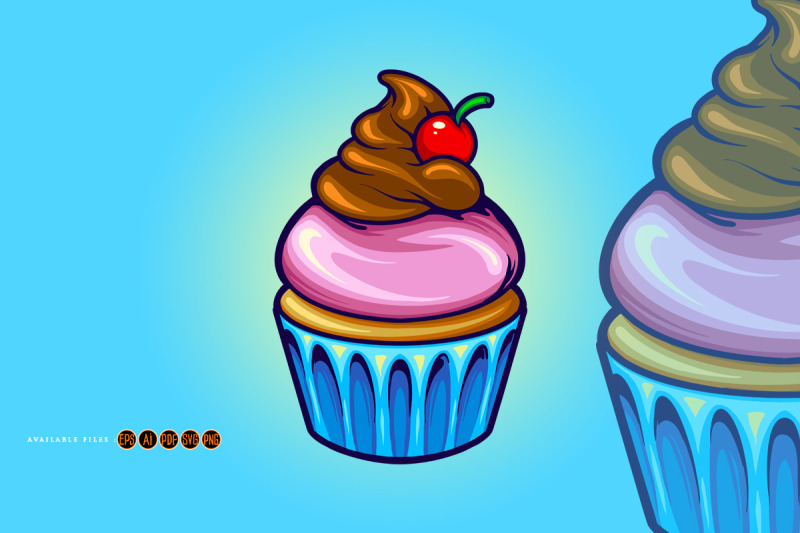 delicious-cherry-cupcake-colorful-svg