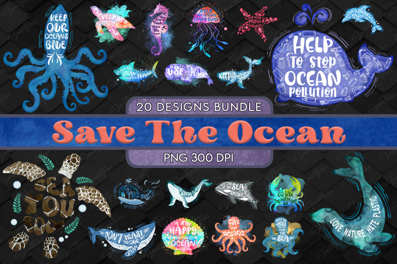 save-the-ocean-t-shirt-design-bundle