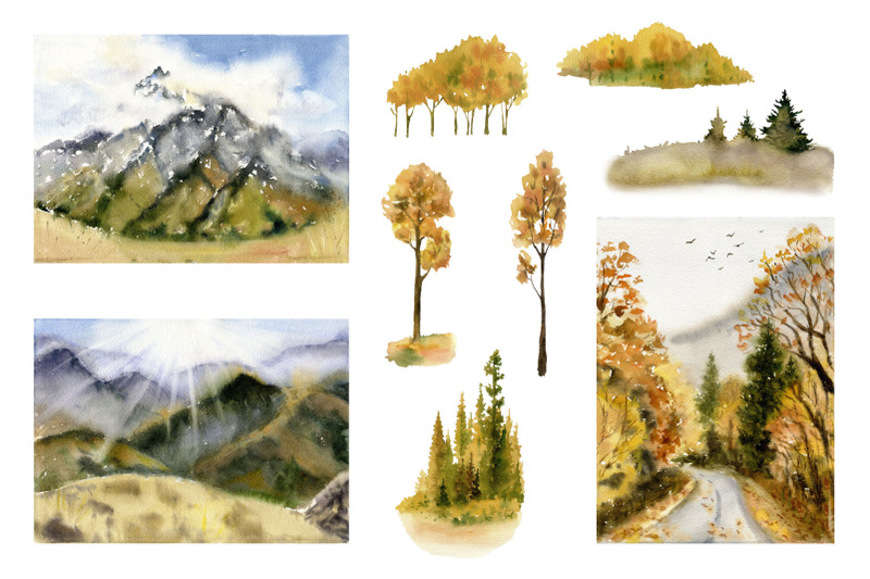 watercolor-landscape-clipart-mountains-tree-png-file