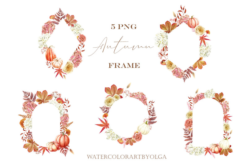 watercolor-autumn-wreath-pumpkin-fall-wedding-flowers-frame-thanksgi