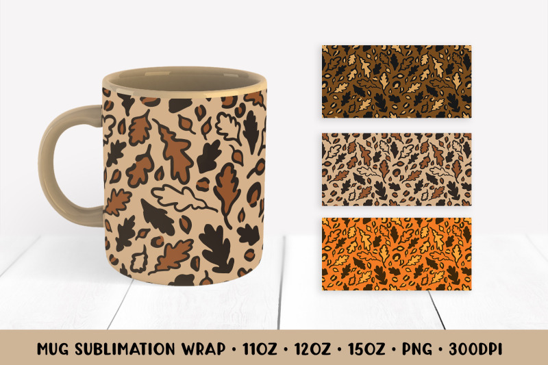 autumn-oak-leaves-mug-sublimation-wrap-fall-leopard-mug