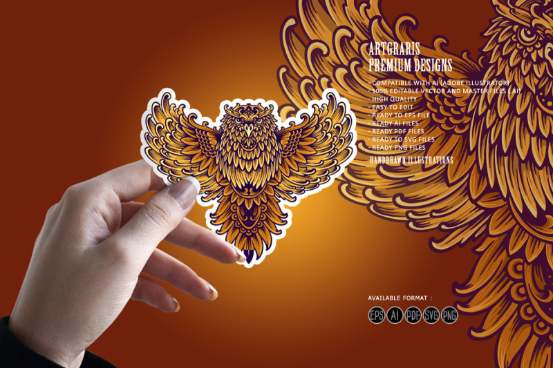 flying-owl-classic-ornament-svg