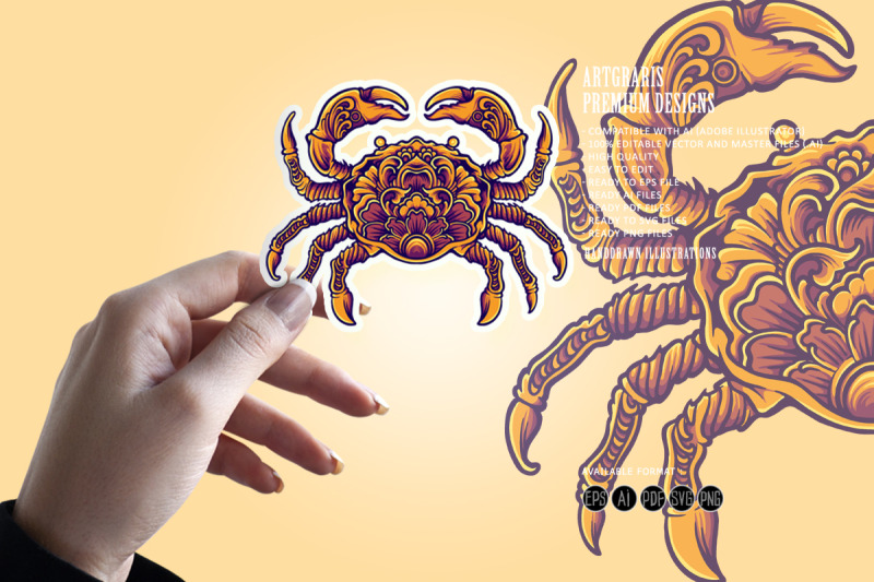 luxury-vintage-crab-ornaments-svg