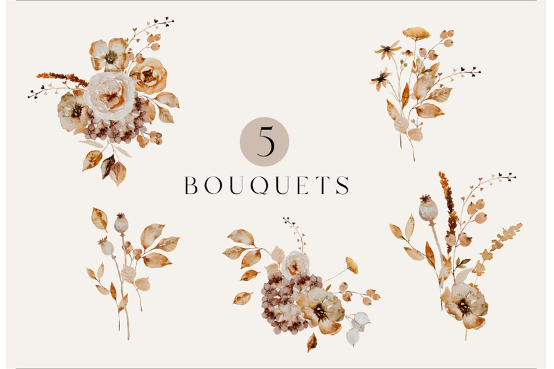 autumn-aesthetic-5-watercolor-bouquets-png-clipart