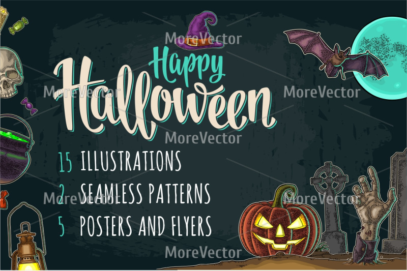 posters-illustration-pattern-halloween-engraving