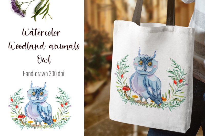 watercolor-owl-and-beautiful-wreath-png-for-sublimation