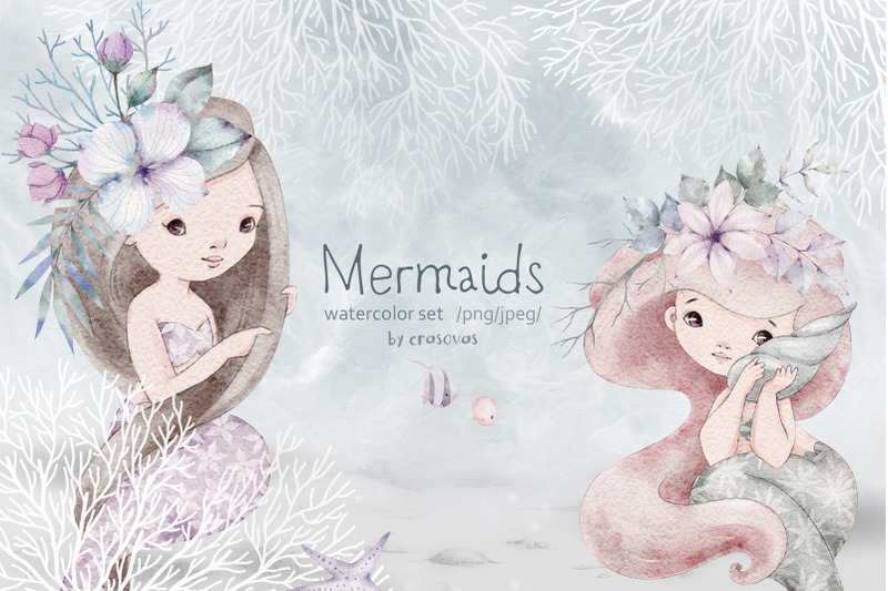 mermaids-watercolor-set
