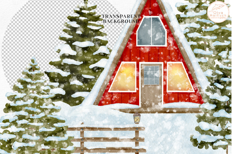 winter-house-sublimation-png-christmas-countryside-watercolor-clipart