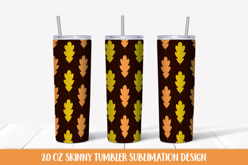 autumn-tumbler-wrap-sublimation-oak-leaves-skinny-tumbler