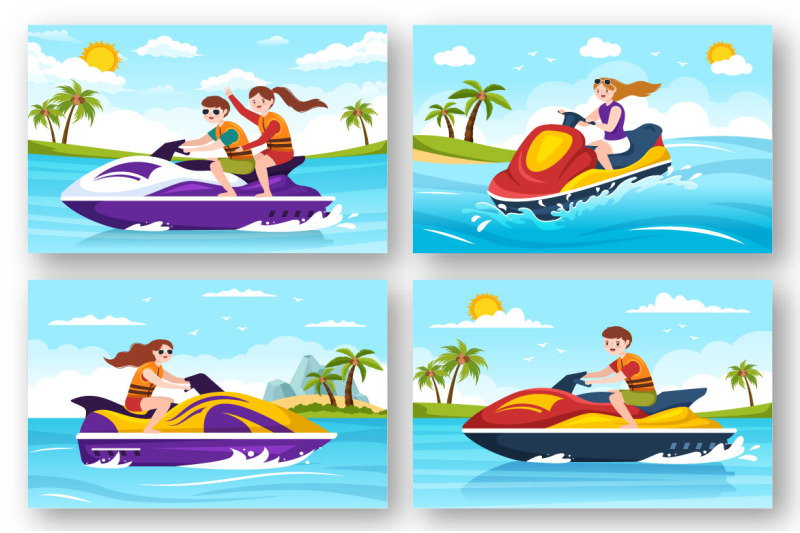 12-playing-banana-boat-and-jet-ski-illustration