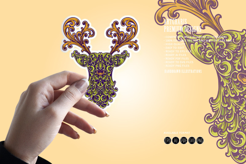 deer-head-classic-ornament-svg