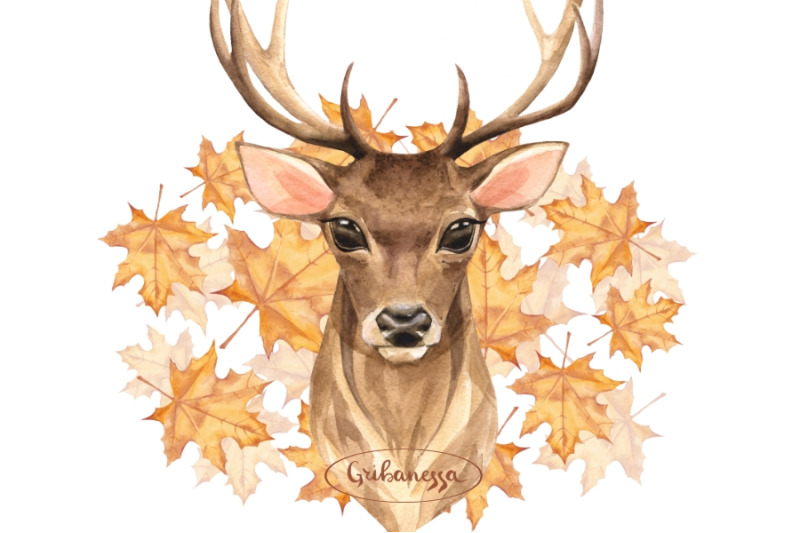 noble-deer-autumn-clipart-pattern