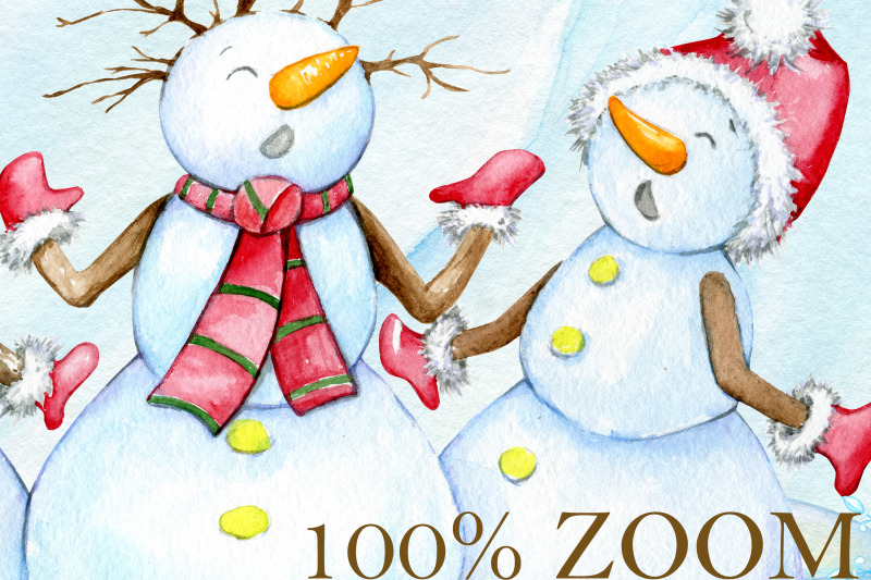 christmas-watercolor-set-snowmen-snowflakes-snowdrifts-train-new