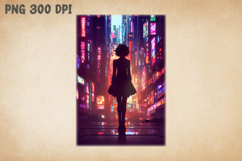 silhouette-girl-alone-in-cyberpunk-city