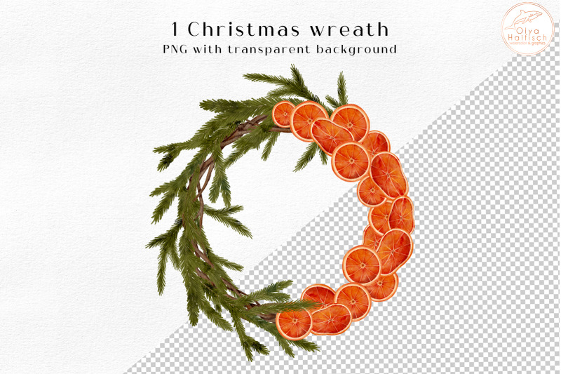 watercolor-christmas-wreath-clipart-round-winter-greenery-frame-png
