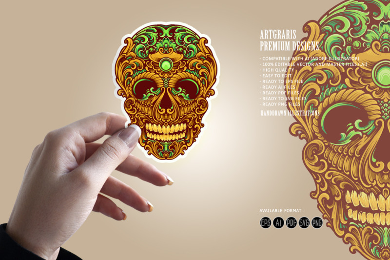 skull-head-classic-ornament-svg