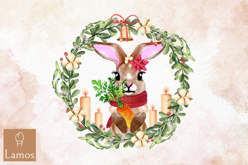 bunny-christmas-watercolor-round