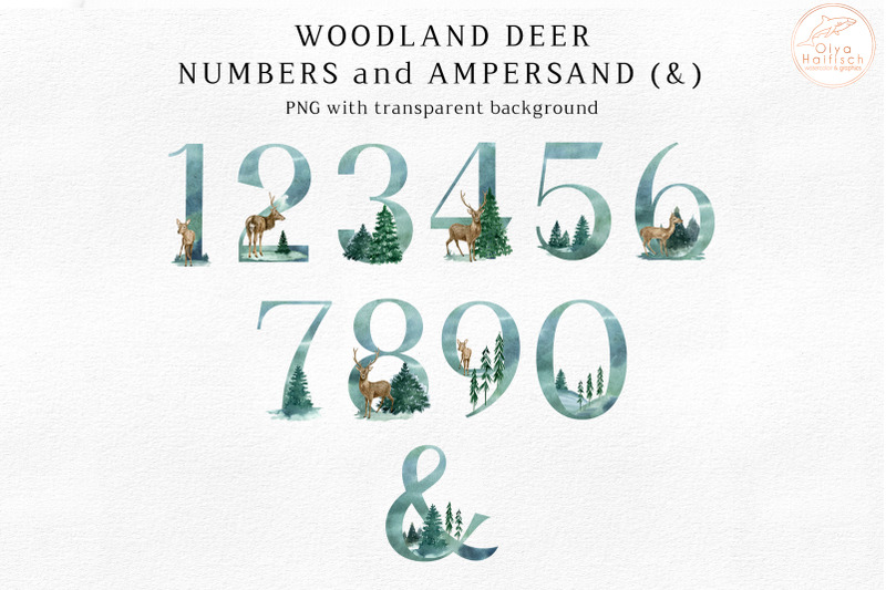 forest-alphabet-clipart-watercolor-winter-deer-letters-amp-numbers-png