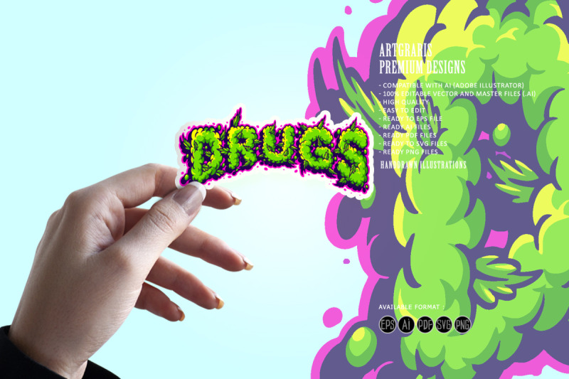 lettering-words-drugs-smoke-effect-svg