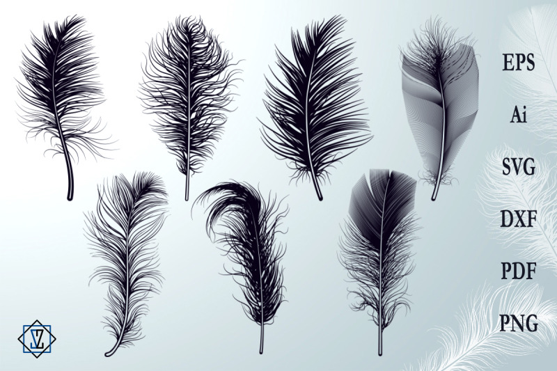 fluffy-feathers-silhouettes-svg