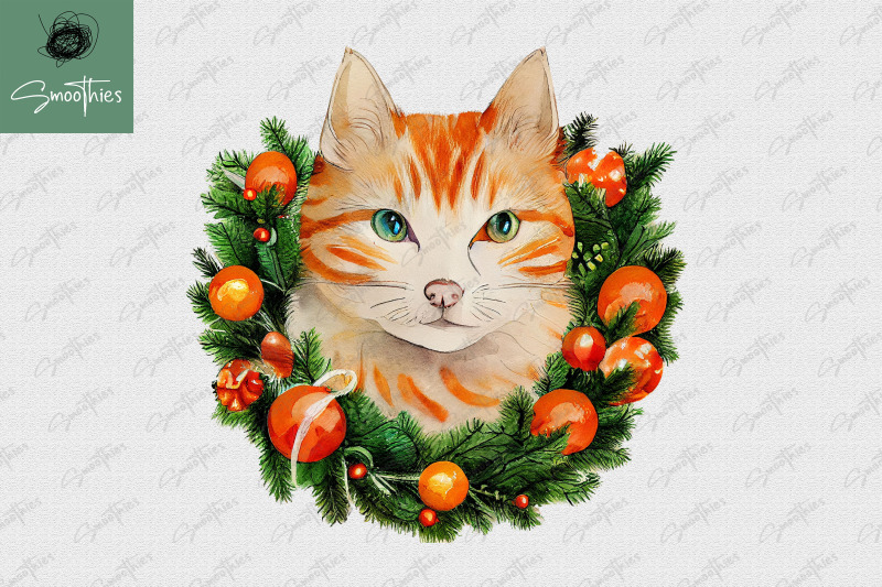 christmas-cat-face-with-christmas-round