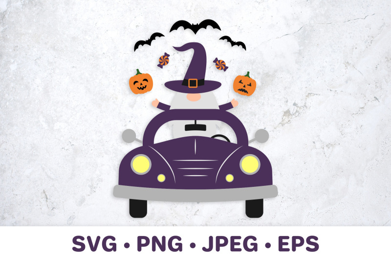 halloween-retro-truck-with-gnome-halloween-car-svg