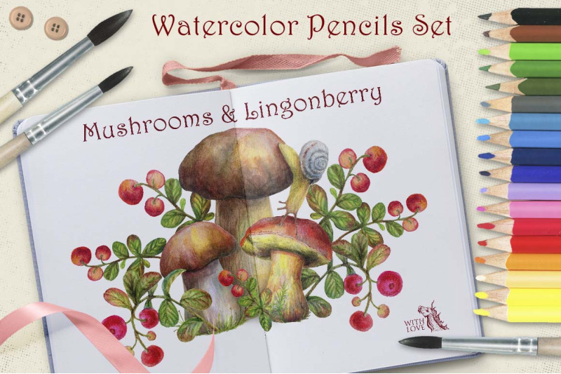 mushrooms-amp-lingonberry-watercolor-set