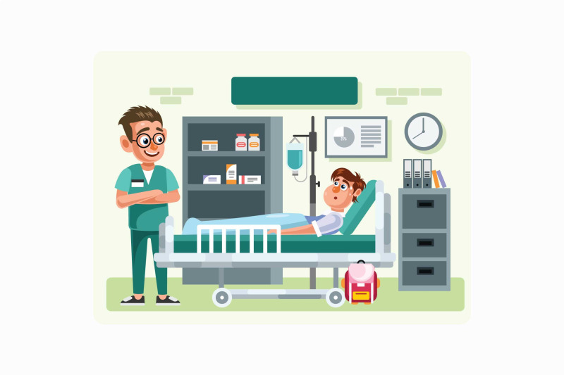 doctor-and-patient-in-hospital-room-vector-illustration